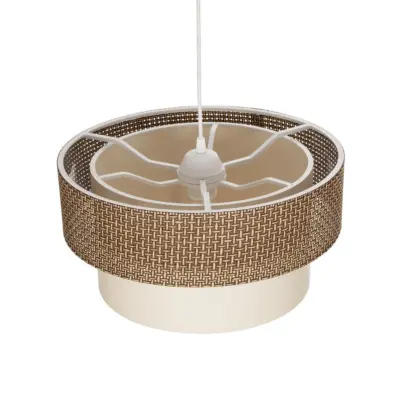 LEDTM® LIVI 203-0175 Μοντέρνο Κρεμαστό Φωτιστικό Καπέλο Μονόφωτο 1 x E27 IP20 Σκούρο Καφέ & Μπεζ Ύφασμα - Μ38 x Π38 x Υ30cm - Image 7
