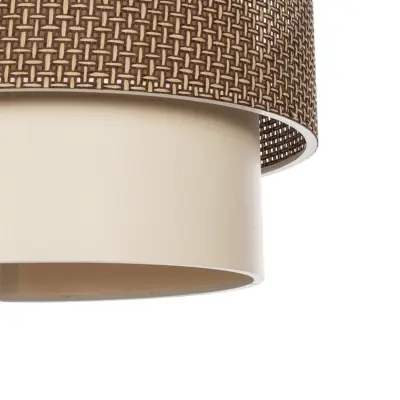 LEDTM® LIVI 203-0175 Μοντέρνο Κρεμαστό Φωτιστικό Καπέλο Μονόφωτο 1 x E27 IP20 Σκούρο Καφέ & Μπεζ Ύφασμα - Μ38 x Π38 x Υ30cm - Image 8