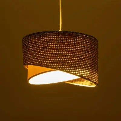 LEDTM® LILI 203-0177 Μοντέρνο Κρεμαστό Φωτιστικό Καπέλο Μονόφωτο 1 x E27 IP20 Σκούρο Καφέ & Μαύρο Ύφασμα - Μ30 x Π30 x Υ95cm - Image 3