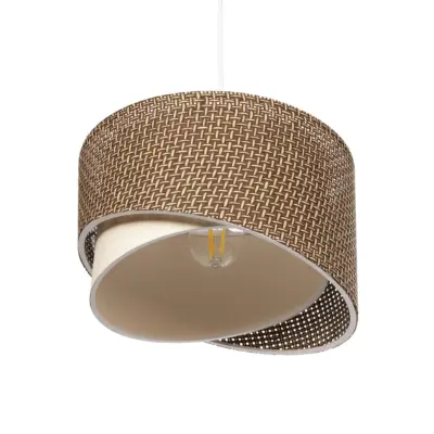 LEDTM® LILI 203-0177 Μοντέρνο Κρεμαστό Φωτιστικό Καπέλο Μονόφωτο 1 x E27 IP20 Σκούρο Καφέ & Μαύρο Ύφασμα - Μ30 x Π30 x Υ95cm - Image 6