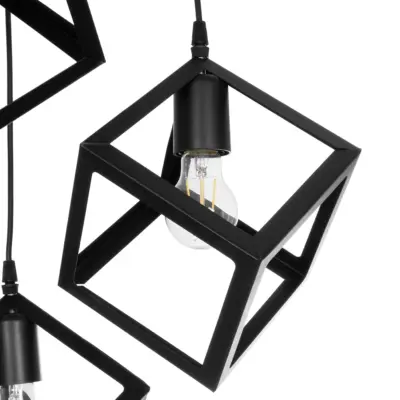 LEDTM® DISE 201-0051 Μοντέρνο Κρεμαστό Φωτιστικό Κύβος Τρίφωτο 3 x E27 IP20 Μαύρο Μέταλλο - Μ48 x Π48 x Υ65cm - Image 7