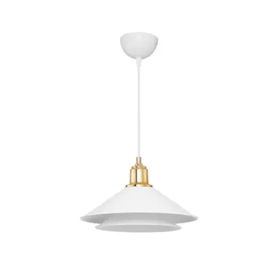 LEDTM® FERRO 203-0268 Μοντέρνο Κρεμαστό Φωτιστικό Καμπάνα Μονόφωτο 1 x E27 IP20 Λευκό & Χρυσό Πλαστικό - Μ30 x Π30 x Υ19cm