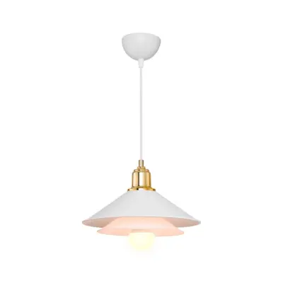 LEDTM® FERRO 203-0268 Μοντέρνο Κρεμαστό Φωτιστικό Καμπάνα Μονόφωτο 1 x E27 IP20 Λευκό & Χρυσό Πλαστικό - Μ30 x Π30 x Υ19cm - Image 3