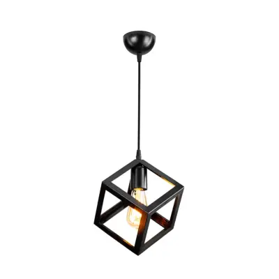 LEDTM® DISE 203-0274 Μοντέρνο Κρεμαστό Φωτιστικό Κύβος Μονόφωτο 1 x E27 IP20 Μαύρο Πλαστικό - Μ22 x Π22 x Υ24cm - Image 3