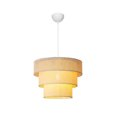LEDTM® LEVEL 203-0275 Μοντέρνο Κρεμαστό Φωτιστικό Καπέλο Μονόφωτο 1 x E27 IP20 Λευκό Διάτρητο Ύφασμα - Μ38 x Π38 x Υ30cm - Image 3