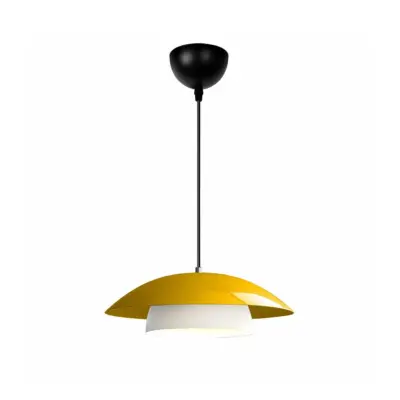 LEDTM® AURA 204-0118 Μοντέρνο Κρεμαστό Φωτιστικό Καμπάνα Μονόφωτο 1 x E27 IP20 Κίτρινο & Λευκό Μέταλλο - Μ31 x Π31 x Υ27cm