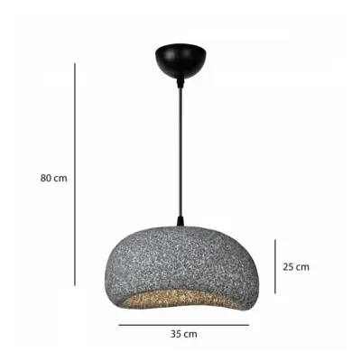 LEDTM® STONE 204-0122 Μοντέρνο Κρεμαστό Φωτιστικό Καμπάνα Μονόφωτο 1 x E27 IP20 Γκρι Σκoύρο Πολυστερίνη με Ρητίνη - Μ35 x Π31 x Υ26cm - Image 3