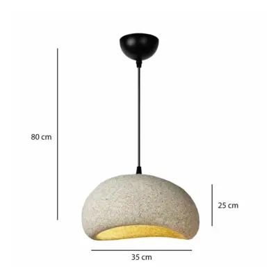 LEDTM® STONE 204-0123 Μοντέρνο Κρεμαστό Φωτιστικό Καμπάνα Μονόφωτο 1 x E27 IP20 Μπεζ Πολυστερίνη με Μπεζ Ρητίνη - Μ35 x Π31 x Υ26cm - Image 3