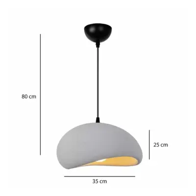 LEDTM® STONE 204-0124 Μοντέρνο Κρεμαστό Φωτιστικό Καμπάνα Μονόφωτο 1 x E27 IP20 Γκρι Πολυστερίνη με Γκρι Ρητίνη - Μ35 x Π31 x Υ26cm - Image 3