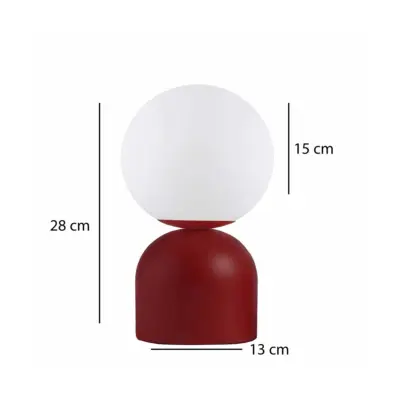 LEDTM® MAGIC 204-0135 Μοντέρνο Eπιτραπέζιο Φωτιστικό Μονόφωτο 1 x E27 IP20 Κόκκινο Μέταλλο με Λευκό Γυαλί - Μ13 x Π13 x Υ28cm - Image 3