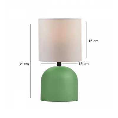 LEDTM® LOREN 204-0136 Μοντέρνο Eπιτραπέζιο Φωτιστικό Μονόφωτο 1 x E27 IP20 Πράσινο Μέταλλο με Μπεζ Ύφασμα - Μ15 x Π15 x Υ31cm - Image 3