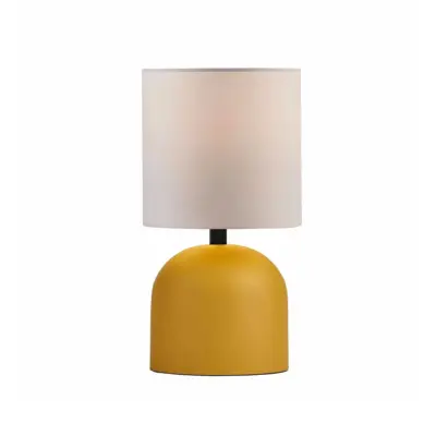 LEDTM® LOREN 204-0137 Μοντέρνο Eπιτραπέζιο Φωτιστικό Μονόφωτο 1 x E27 IP20 Κίτρινο Μέταλλο με Μπεζ        Ύφασμα - Μ15 x Π15 x Υ31cm