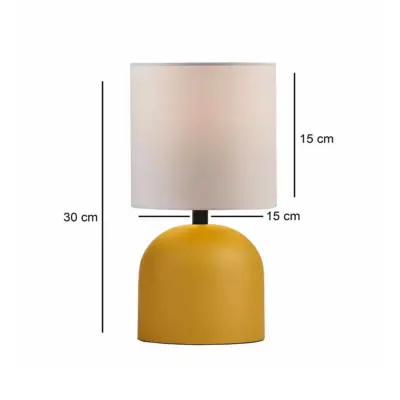 LEDTM® LOREN 204-0137 Μοντέρνο Eπιτραπέζιο Φωτιστικό Μονόφωτο 1 x E27 IP20 Κίτρινο Μέταλλο με Μπεζ        Ύφασμα - Μ15 x Π15 x Υ31cm - Image 3