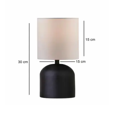 LEDTM® LOREN 204-0138 Μοντέρνο Eπιτραπέζιο Φωτιστικό Μονόφωτο 1 x E27 IP20 Μαύρο Μέταλλο με Μπεζ  Ύφασμα - Μ15 x Π15 x Υ31cm - Image 3