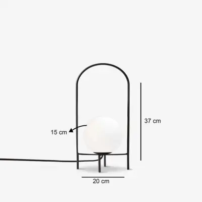 LEDTM® SPIDY 204-0139 Μοντέρνο Eπιτραπέζιο Φωτιστικό Μονόφωτο 1 x E27 IP20 Μαύρο Μέταλλο με Λευκό Γυαλί - Μ20 x Π20 x Υ37cm - Image 3