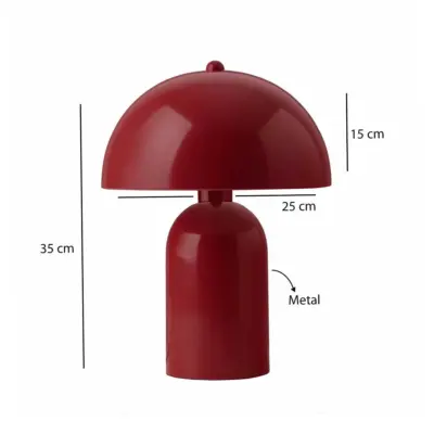 LEDTM® GASCO 204-0148 Μοντέρνο Eπιτραπέζιο Φωτιστικό Μονόφωτο 1 x E27 IP20 Κόκκινο Μέταλλο - Μ25 x Π25 x Υ35cm - Image 3