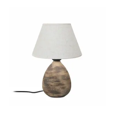 LEDTM® LISBON 204-0150 Vintage Eπιτραπέζιο Φωτιστικό Μονόφωτο 1 x E27 IP20 Καφέ Κεραμικό με Μπεζ Ύφασμα - Μ22 x Π22 x Υ30cm
