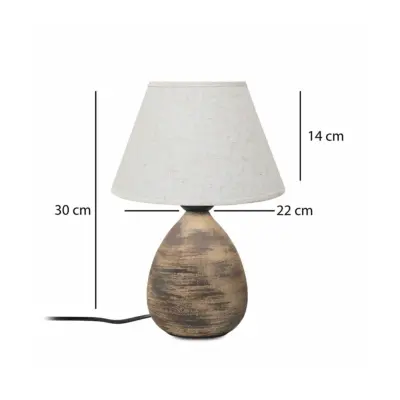LEDTM® LISBON 204-0150 Vintage Eπιτραπέζιο Φωτιστικό Μονόφωτο 1 x E27 IP20 Καφέ Κεραμικό με Μπεζ Ύφασμα - Μ22 x Π22 x Υ30cm - Image 3