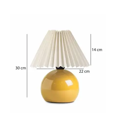 LEDTM® LISBON 204-0155 Μοντέρνο Eπιτραπέζιο Φωτιστικό Μονόφωτο 1 x E27 IP20 Κίτρινο Μέταλλο με Μπεζ Ύφασμα - Μ22 x Π22 x Υ38cm - Image 3
