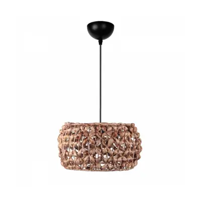LEDTM® DARIO 204-0159 Boho Κρεμαστό Φωτιστικό Kαπέλο Μονόφωτο 1 x E27 IP20 Καφέ Rattan - Μ29 x Π29 x Υ16cm
