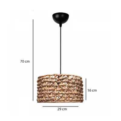 LEDTM® POMEGRANDE 204-0160 Boho Κρεμαστό Φωτιστικό Kαπέλο Μονόφωτο 1 x E27 IP20 Καφέ Rattan - Μ29 x Π29 x Υ16cm - Image 3