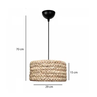 LEDTM® POMEGRANDE 204-0161 Boho Κρεμαστό Φωτιστικό Kαπέλο Μονόφωτο 1 x E27 IP20 Μπεζ Rattan - Μ29 x Π29 x Υ15cm - Image 3