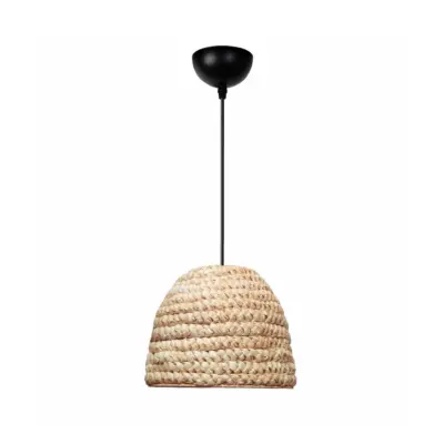 LEDTM® MEKA 204-0163 Boho Κρεμαστό Φωτιστικό Καμπάνα Μονόφωτο 1 x E27 IP20 Μπεζ Rattan - Μ30 x Π30 x Υ25cm