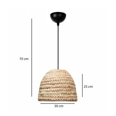 LEDTM® MEKA 204-0163 Boho Κρεμαστό Φωτιστικό Καμπάνα Μονόφωτο 1 x E27 IP20 Μπεζ Rattan - Μ30 x Π30 x Υ25cm - Image 3