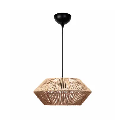 LEDTM® CASTRO 204-0164 Boho Κρεμαστό Φωτιστικό Kαπέλο Μονόφωτο 1 x E27 IP20 Μπεζ Σχοινί - Μ32 x Π32 x Υ13cm