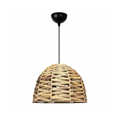 LEDTM® MEKA 204-0165 Boho Κρεμαστό Φωτιστικό Καμπάνα Μονόφωτο 1 x E27 IP20 Μπεζ Rattan - Μ30 x Π30 x Υ25cm