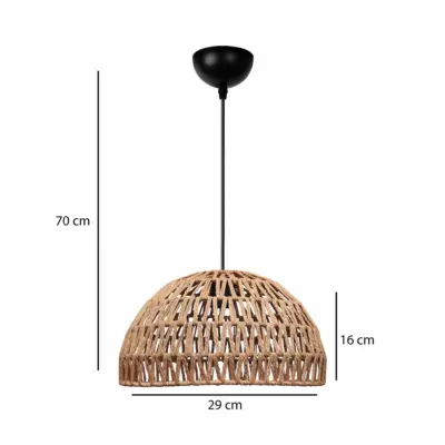 LEDTM® SAND 204-0167 Boho Κρεμαστό Φωτιστικό Καμπάνα Μονόφωτο 1 x E27 IP20 Μπεζ Σχοινί - Μ29 x Π29 x Υ16cm - Image 3