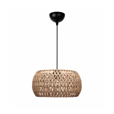 LEDTM® DARIO 204-0168 Boho Κρεμαστό Φωτιστικό Kαπέλο Μονόφωτο 1 x E27 IP20 Καφέ Σχοινί - Μ30 x Π30 x Υ15cm