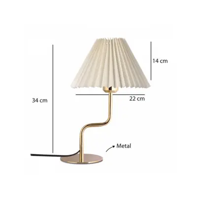 LEDTM® LIVL 204-0169 Μοντέρνο Eπιτραπέζιο Φωτιστικό Μονόφωτο 1 x E27 IP20 Χρυσό Μέταλλο με Μπεζ Ύφασμα - Μ22 x Π22 x Υ34cm - Image 3