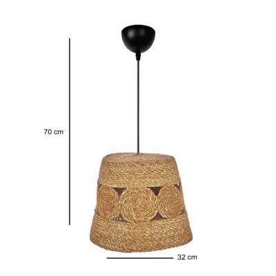 LEDTM® PANIER 204-0170 Boho Κρεμαστό Φωτιστικό Καμπάνα Μονόφωτο 1 x E27 IP20 Μπεζ Σχοινί - Μ32 x Π32 x Υ30cm - Image 3