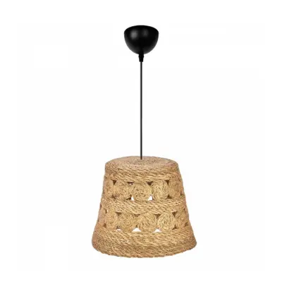 LEDTM® PANIER 204-0171 Boho Κρεμαστό Φωτιστικό Καμπάνα Μονόφωτο 1 x E27 IP20 Μπεζ Σχοινί - Μ32 x Π32 x Υ30cm