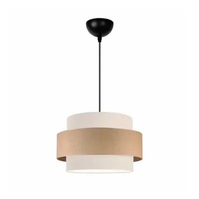 LEDTM® SOHO 204-0172 Μοντέρνο Κρεμαστό Φωτιστικό Kαπέλο Μονόφωτο 1 x E27 IP20 Μπεζ & Καφέ Ύφασμα - Μ30 x Π30 x Υ20cm