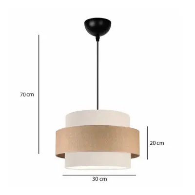 LEDTM® SOHO 204-0172 Μοντέρνο Κρεμαστό Φωτιστικό Kαπέλο Μονόφωτο 1 x E27 IP20 Μπεζ & Καφέ Ύφασμα - Μ30 x Π30 x Υ20cm - Image 3