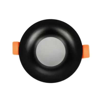LEDTM® LAMDA 60893 Χωνευτή Στρόγγυλη Βάση Σποτ Οροφής/Μπάνιου για Λάμπα MR16/GU10 Αδιάβροχο IP65 - Μαύρο Αλουμίνιο & Λευκό Γυαλί - Φ8.5 x Υ3.5cm / Q7.5cm - Image 3