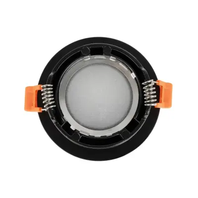 LEDTM® LAMDA 60893 Χωνευτή Στρόγγυλη Βάση Σποτ Οροφής/Μπάνιου για Λάμπα MR16/GU10 Αδιάβροχο IP65 - Μαύρο Αλουμίνιο & Λευκό Γυαλί - Φ8.5 x Υ3.5cm / Q7.5cm - Image 4