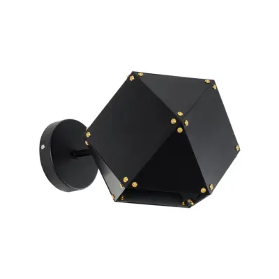 LEDTM® WELLES 00794 Μοντέρνο Επιτοίχιο Φωτιστικό Απλίκα Μονόφωτο 1 x E27 IP20 Μαύρο & Χρυσό Μέταλλο - Μ17 x Π28 x Υ17cm