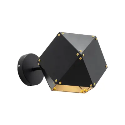 LEDTM® WELLES 00794 Μοντέρνο Επιτοίχιο Φωτιστικό Απλίκα Μονόφωτο 1 x E27 IP20 Μαύρο & Χρυσό Μέταλλο - Μ17 x Π28 x Υ17cm - Image 3