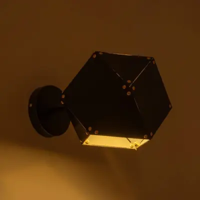 LEDTM® WELLES 00794 Μοντέρνο Επιτοίχιο Φωτιστικό Απλίκα Μονόφωτο 1 x E27 IP20 Μαύρο & Χρυσό Μέταλλο - Μ17 x Π28 x Υ17cm - Image 4