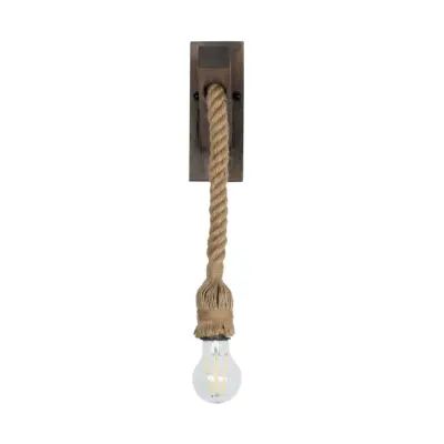 LEDTM® VANITY 00878 Vintage Επιτοίχιο Φωτιστικό Απλίκα Μονόφωτο 1 x E27 IP20 Καφέ Ξύλο με Μπεζ Σχοινί - Μ7 x Π15 x Υ38cm - Image 4