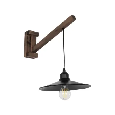 LEDTM® JONAS 00882 Vintage Επιτοίχιο Φωτιστικό Απλίκα Μονόφωτο 1 x E27 IP20 Καφέ Ξύλο με Μαύρο Μέταλλο - Μ26 x Π50 x Υ50cm