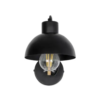 LEDTM® GRANT 00902 Μοντέρνο Επιτοίχιο Φωτιστικό Απλίκα Μονόφωτο 1 x E27 IP20 Μαύρο Μέταλλο με Μπεζ Ξύλο - Μ15 x Π23 x Υ22cm - Image 4