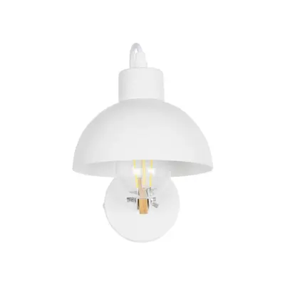 LEDTM® GRANT 00903 Μοντέρνο Επιτοίχιο Φωτιστικό Απλίκα Μονόφωτο 1 x E27 IP20 Λευκό Μέταλλο με Μπεζ Ξύλο - Μ15 x Π23 x Υ22cm - Image 4