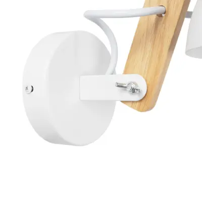 LEDTM® GRANT 00903 Μοντέρνο Επιτοίχιο Φωτιστικό Απλίκα Μονόφωτο 1 x E27 IP20 Λευκό Μέταλλο με Μπεζ Ξύλο - Μ15 x Π23 x Υ22cm - Image 7