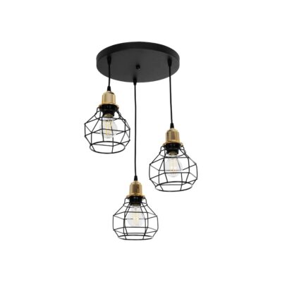 Alternative view of LEDTM® NOVARAY 201-0083 Vintage Κρεμαστό Φωτιστικό Οροφής με Ντουί 3 x E27 AC 220-240V IP20 - Μαύρο & Χρυσό - Μ40 x Π40 x Υ50cm