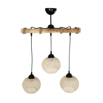 LEDTM® LUMA 201-0011 Vintage Κρεμαστό Φωτιστικό Ράγα Τρίφωτο 3 x E27 IP20 Μπεζ Ξύλο με Μπεζ Σχοινί - Μ55 x Π18 x Υ65cm - Image 5