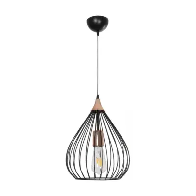 LEDTM® RADIARO 201-0015 Vintage Κρεμαστό Φωτιστικό Πλέγμα Μονόφωτο 1 x E27 IP20 Μαύρο Μέταλλο - Μ26 x Π26 x Υ35cm - Image 4
